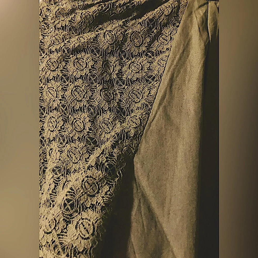 Gap Olive Green Lace Sleeve Cotton Maxi Dress - Size Medium - Picture 6 of 6